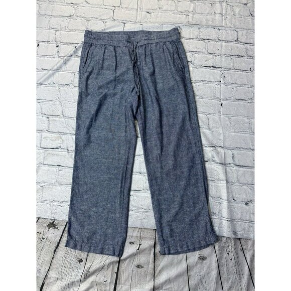 Ann Taylor Factory Petite Linen Blend Pants Elastic Waist Size MP - Picture 1 of 12